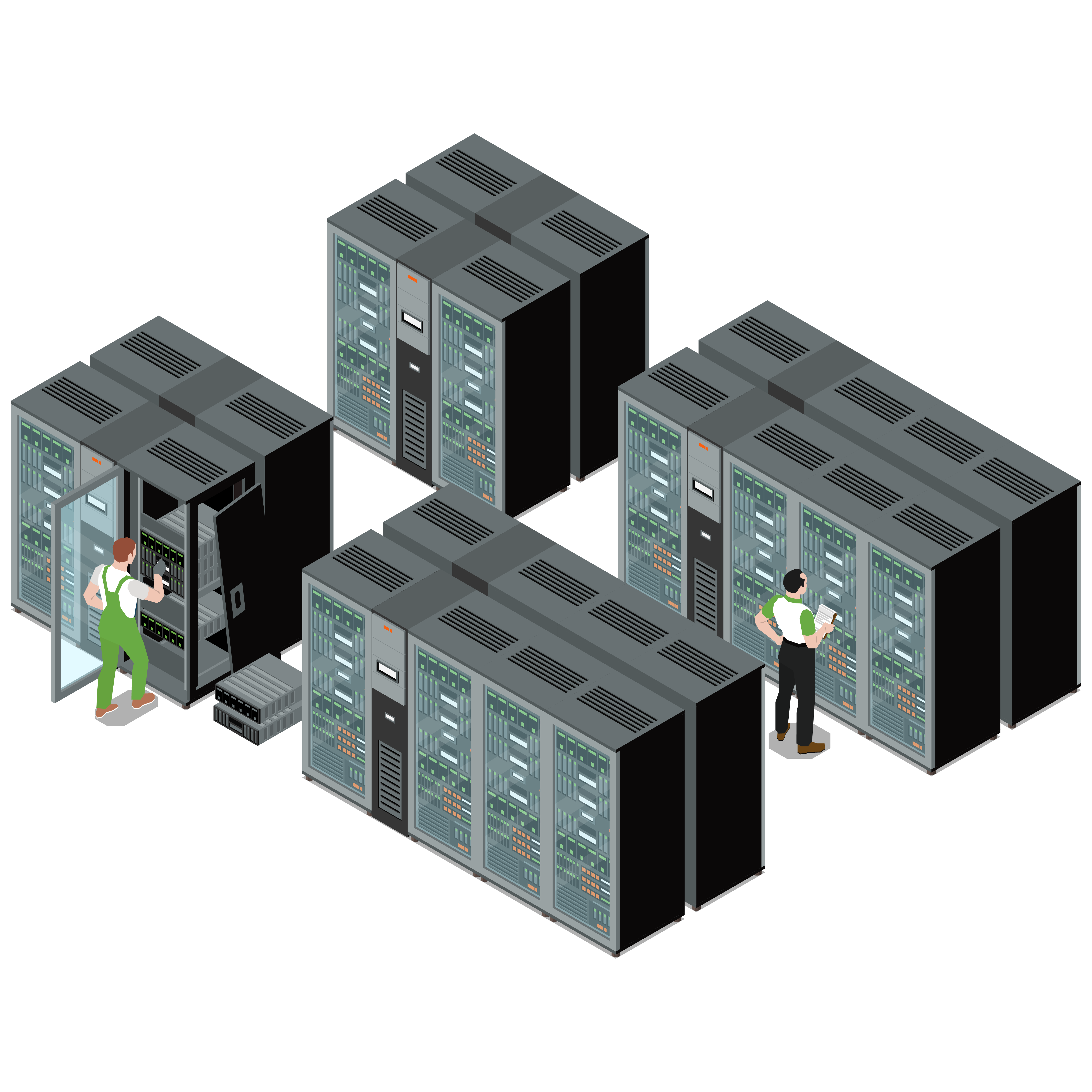 Illustration of a data center being decommissioned