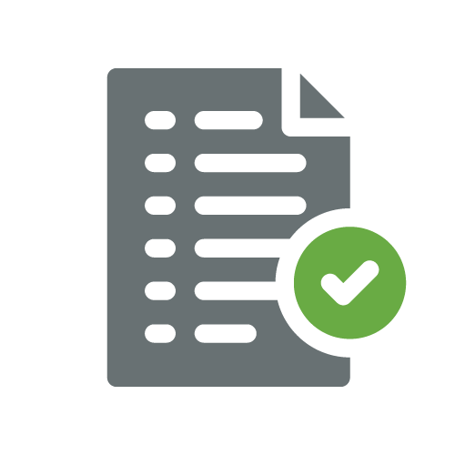 Illustration of a report with a check mark.
